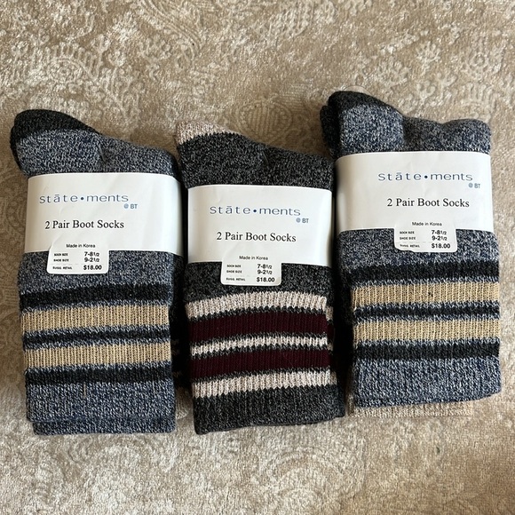 Brand New Statements 6 Pairs of Boys Striped Cotton Boot Socks Neutral Fall - Picture 2 of 14